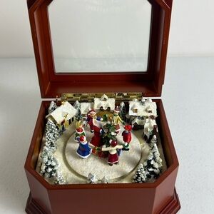 VTG Roman Animated Music Box Wish You A Merry Christmas Santa Tree Merry Go